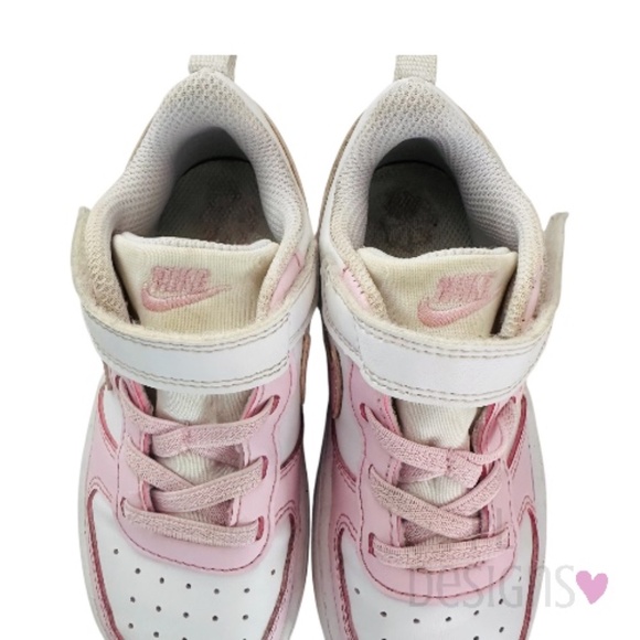 Nike Court Borough Low Recraft Sneakers White/Pink Girls 9C Little Kid Shoes - Picture 2 of 8